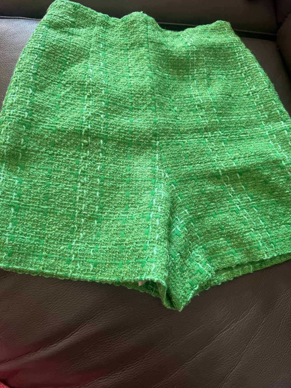 Zara Green Tweed High-Waist Women’s Shorts
